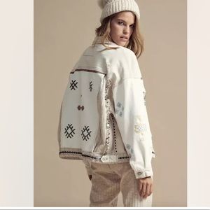 Free People winter cactus Embellished jean Jacket